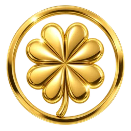 Emblema do trevo de quatro folhas em ouro